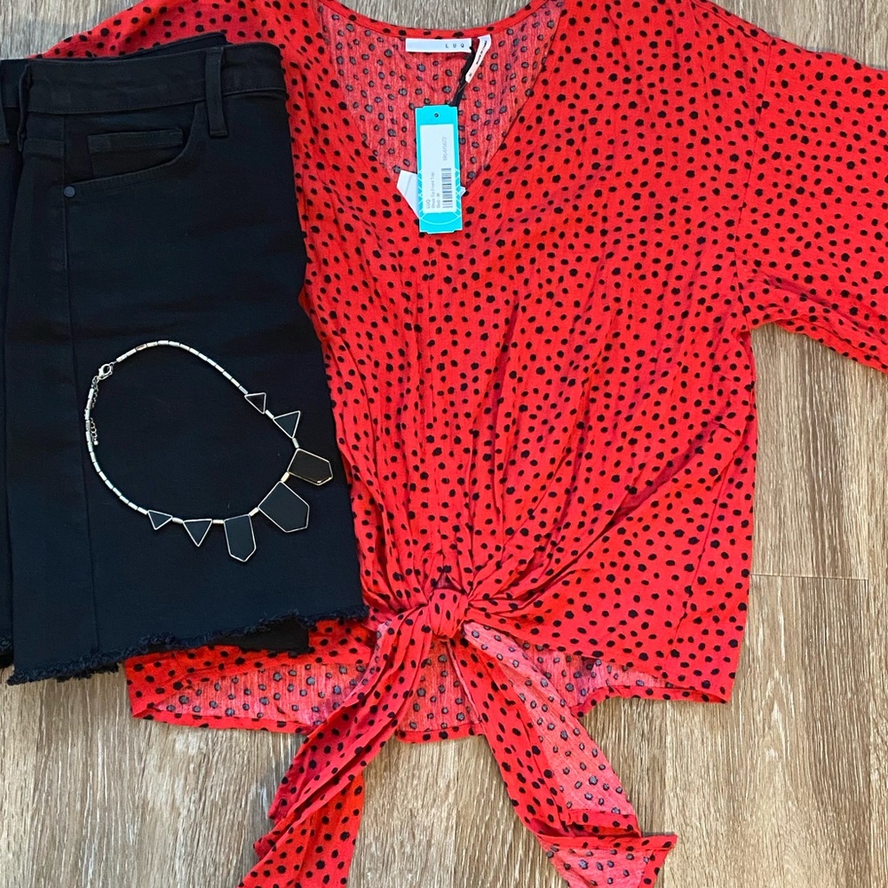 Stitch Fix LUQ red Rhee tie front top